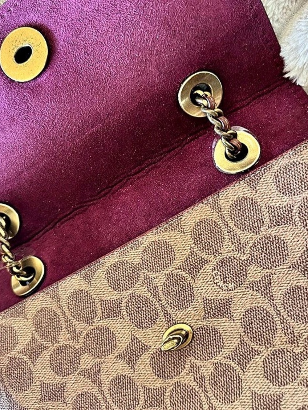 Coach Parker Shoulder Bag in Signature Canvas with Tea Rose Turnlock Signature - Picture 11 of 14